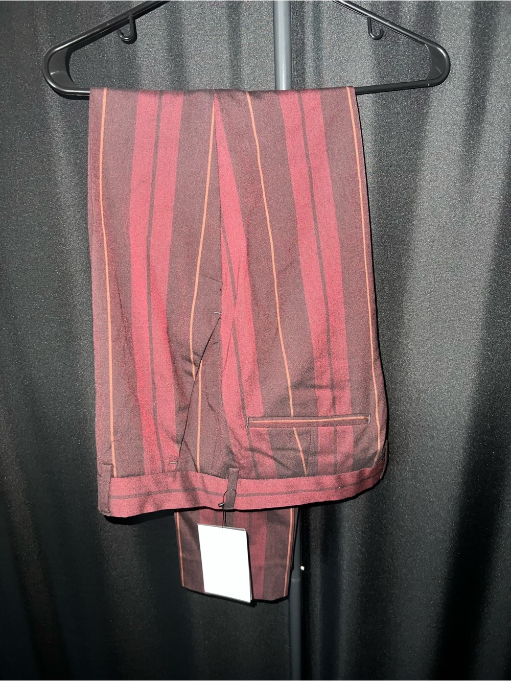 ASOS Burgundy & Maroon Vertical Stripe Men's Dress Pants